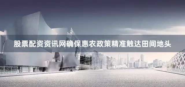 股票配资资讯网确保惠农政策精准触达田间地头